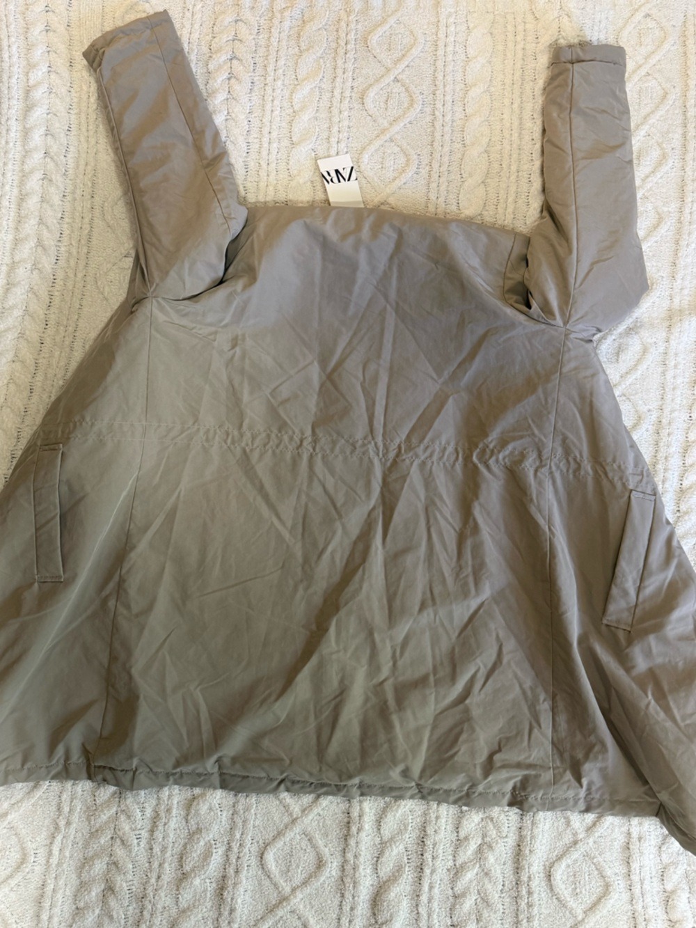 Zara Men’s Padded Trench Coat Beige Medium Zip Button Overcoat Jacket NWT - Picture 7 of 15